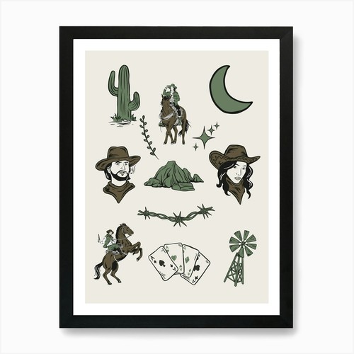 Western flash sheet wall art - western,